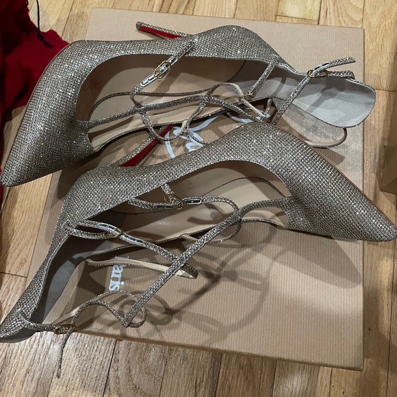 Christian Louboutin TOERLESS MUBE 100 GLITTER LUMINOR EU 40.5 - Picture 9 of 11